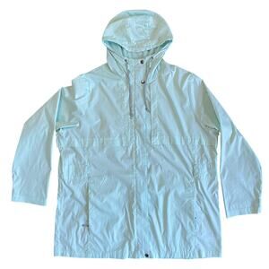Columbia Rain Jacket Women Sz XL Teal Water Repellent Hooded Lightweight Shell